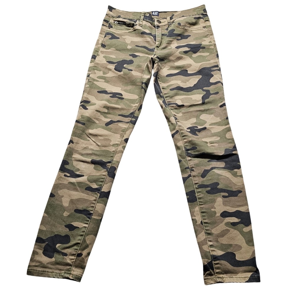 Gap Skinny Ankle Pants Womens 29 Green Camo Military Utility Slim Fit 5315